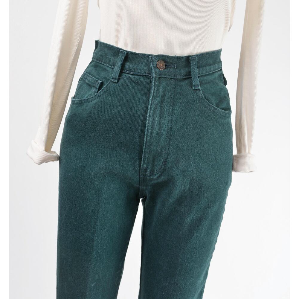 Vintage 90s Jordache High Waisted Green Cotton Spandex Skinny Mom Jeans S - Picture 4 of 8
